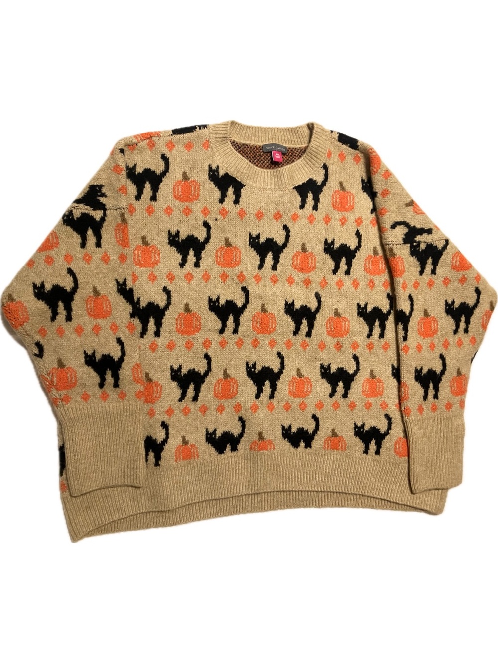 Vince Camuto Black Cat Pumpkin Halloween Sweater Plus Size 2X